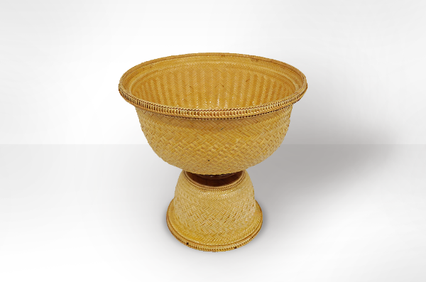 Woven Rattan Pedestal Bowl